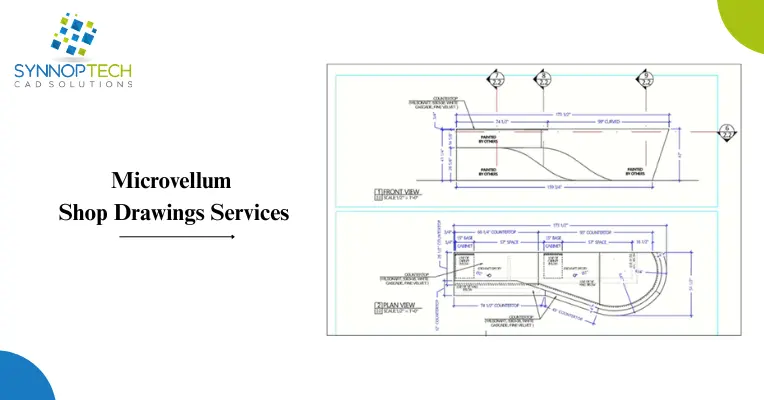 Microvellum shop drawings services featuring detailed cabinet fabrication drawings, dimensions, and production-ready drafting documentation
