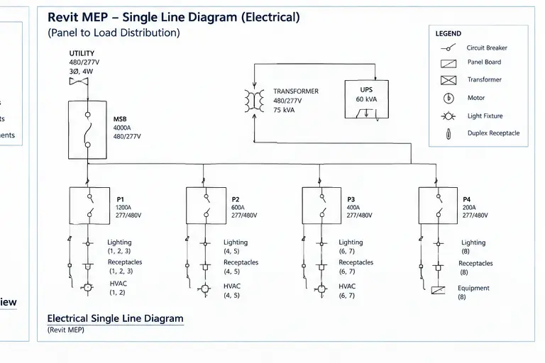 Revit MEP Drafting Services for Single Line Electrical System