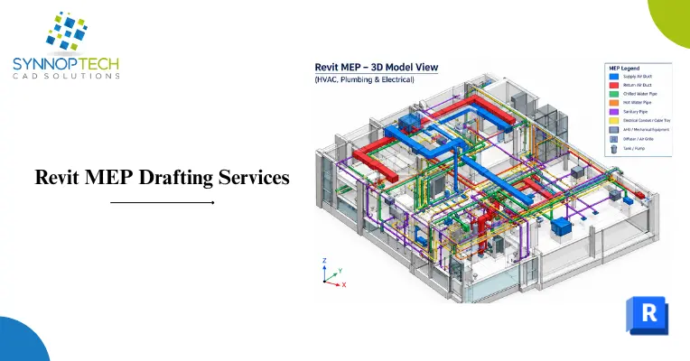 Revit MEP Drafting Services and Revit MEP Shop Drawings with 3D HVAC, plumbing and electrical model